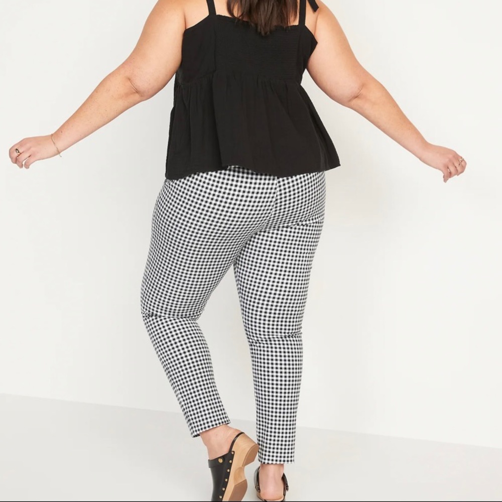 Old Navy Elastic Waistband High Rise Black White Houndstooth Pants Size 10